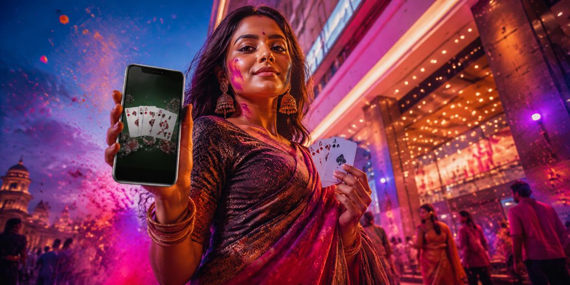 Players enjoying poker responsibly during Holi festival in Jaipur